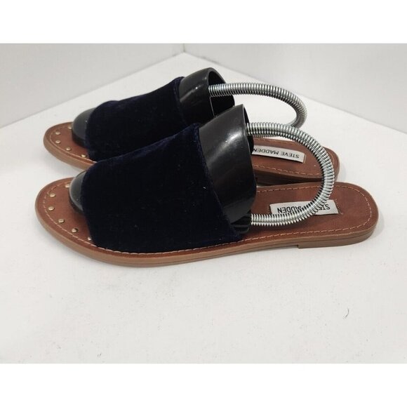 Steve Madden Mishelle Dark Blue Velvet Slip On Sandals Women's Size 8.5 - Picture 3 of 6